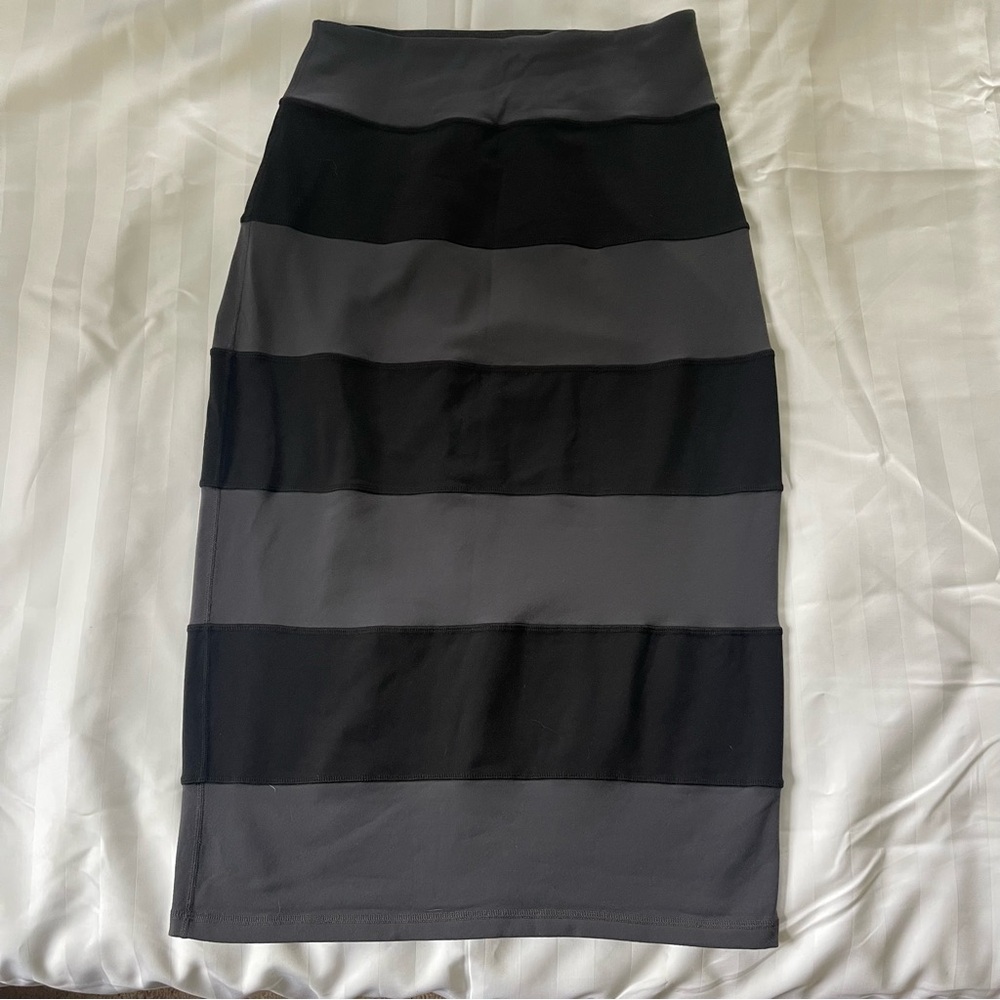 lululemon athletica Black and Gray Striped Pencil Skirt